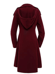 Inrosy mi-longue manteau en laine unicolore boutonnage à capuche manches longues femme élégant mode veste