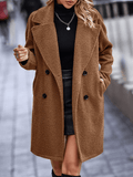 Inrosy mi-longue manteau teddy coat polaire double boutonnage poches col revers femme élégant oversized hiver veste