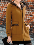 Inrosy manteau à capuche poches fermeture éclair manches longues femme élégant mode décontracté vêtements d'extérieur