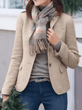 Inrosy court blazer unicolore boutonnage poches col revers manches longues femme élégant mode hiver veste