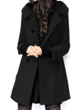 Inrosy mi-longue manteau en laine double boutonnage poches à capuche manches longues femme mode décontracté veste