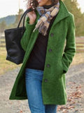 Inrosy court manteau en laine boutonnage poches col revers manches longues femme élégant vintage hiver veste