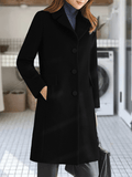 Inrosy hiver manteau en laine boutonnage poches col revers manches longues femme élégant mode veste