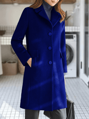 Inrosy hiver manteau en laine boutonnage poches col revers manches longues femme élégant mode veste