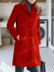 Inrosy hiver manteau en laine boutonnage poches col revers manches longues femme élégant mode veste