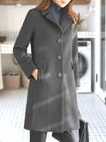 Inrosy hiver manteau en laine boutonnage poches col revers manches longues femme élégant mode veste
