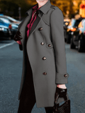 Inrosy mi-longue manteau caban double boutonnage poches col revers manches longues femme élégant mode veste