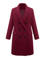 Inrosy mi-longue manteau caban double boutonnage poches col revers manches longues femme élégant mode
