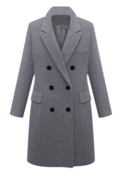 Inrosy mi-longue manteau caban double boutonnage poches col revers manches longues femme élégant mode