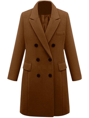 Inrosy mi-longue manteau caban double boutonnage poches col revers manches longues femme élégant mode