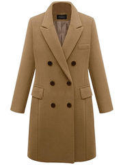 Inrosy mi-longue manteau caban double boutonnage poches col revers manches longues femme élégant mode