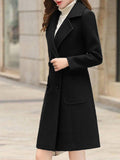Inrosy manteau en laine silm double boutonnage poches col revers manches longues femme élégant mode