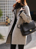 Inrosy mi-longue manteau en laine double boutonnage poches polo col manches longues femme élégant mode veste