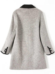 Inrosy mi-longue manteau en laine double boutonnage poches polo col manches longues femme élégant mode veste