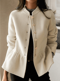 Inrosy court manteau en laine boutonnage col montant manches longues femme élégant mode décontracté veste