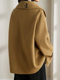 Inrosy mi-longue manteau en laine double boutonnage poches col revers manches longues femme mode veste