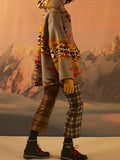 Inrosy court poncho manteau femme à capuche tribal géométrique décontracté vintage veste