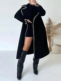 Inrosy longue manteau en laine col revers manches longues femme élégant mode ample oversized veste