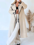 Inrosy longue manteau en laine col revers manches longues femme élégant mode ample oversized veste