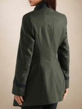 Inrosy manteau en laine militaire bimatière blazer boutonnage poches col montant manches longues femme mode décontracté veste