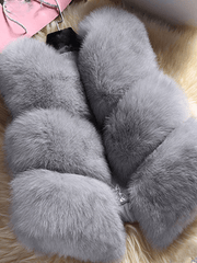 Inrosy hiver manteau en fausse fourrure unicolore sans manches élégant mode femme gilets
