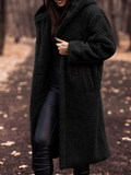 Inrosy longue manteau teddy coat boutons poches à capuche manches longues femme mode ample oversized décontracté hiver