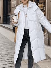 Inrosy longue manteau doudoune vinyl à capuche boutons poches fermeture éclair manches longues femme oversized décontracté hiver veste