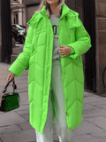 Inrosy longue manteau doudoune vinyl à capuche boutons poches fermeture éclair manches longues femme oversized décontracté hiver veste