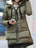 Inrosy mi-longue manteau doudoune à capuche fermeture éclair manches longues femme mode décontracté hiver veste