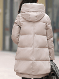 Inrosy mi-longue manteau doudoune à capuche fermeture éclair manches longues femme mode décontracté hiver veste