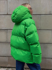 Inrosy court manteau doudoune à capuche poches fermeture éclair femme style boyfriend oversized décontracté hiver veste