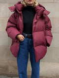 Inrosy court manteau doudoune à capuche poches fermeture éclair femme style boyfriend oversized décontracté hiver veste