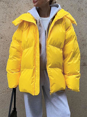 Inrosy court manteau doudoune à capuche poches fermeture éclair femme style boyfriend oversized décontracté hiver veste