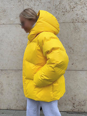 Inrosy court manteau doudoune à capuche poches fermeture éclair femme style boyfriend oversized décontracté hiver veste