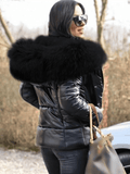 Inrosy court manteau doudoune à capuche avec fausse fourrure fermeture éclair poches manches longues femme hiver décontracté veste