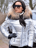 Inrosy court manteau doudoune à capuche avec fausse fourrure fermeture éclair poches manches longues femme hiver décontracté veste