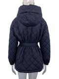 Inrosy mi-longue manteau doudoune à capuche ceinture manches longues femme casual mode décontracté veste matelassée hiver