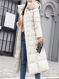Inrosy longue manteau doudoune à capuche fausse fourrure col manches longues femme casual élégant décontracté hiver veste