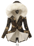 Inrosy camouflage parka doublé polaire avec fausse fourrure capuche manches longues femme décontracté hiver veste