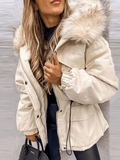 Inrosy mi-longue parka avec fausse fourrure col à capuche boutons poches fermeture éclair hiver femme oversized décontracté veste