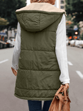 Inrosy gilet à capuche réversible veste poches fermeture éclair sans manches femme casual mode oversized décontracté débardeur