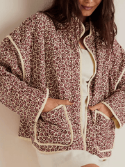 Inrosy parka manteau imprimé à fleurie poches col montant manches longues femme mode décontracté noël vêtements d'extérieur