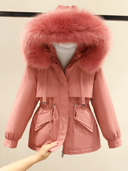 Inrosy court duveteux parka à capuche molleton à cordonà ourlet boutons poches manches longues femme mode décontracté manteau