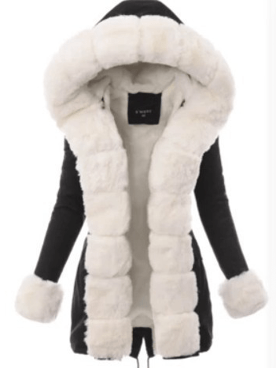 Inrosy hiver parka à capuche molleton fendu poches manches longues femme mode décontracté