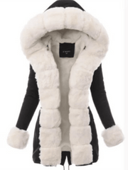 Inrosy hiver parka à capuche molleton fendu poches manches longues femme mode décontracté