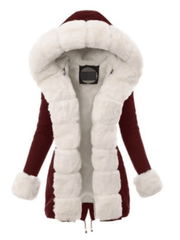 Inrosy hiver parka à capuche molleton fendu poches manches longues femme mode décontracté