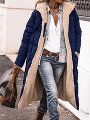 Inrosy longue doudoune manteau d'hiver à capuche poches fermeture éclair manches longues femme mode décontracté