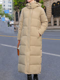 Inrosy longue manteau à capuche fendu le côté boutons poches col montant manches longues femme mode décontracté vêtements