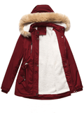 Inrosy mi-longue parka à capuche polaire unicolore fermeture éclair manches longues femme mode décontracté hiver manteau