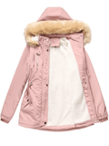 Inrosy mi-longue parka à capuche polaire unicolore fermeture éclair manches longues femme mode décontracté hiver manteau